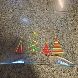 Large glass Christmas serving dish
